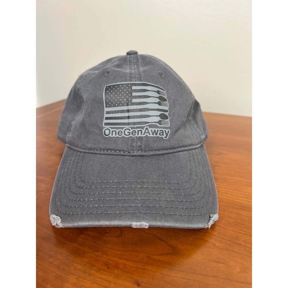 Otto OneGenAway Distressed Baseball Cap Gray American Flag Fork Spoon Hat OSFM